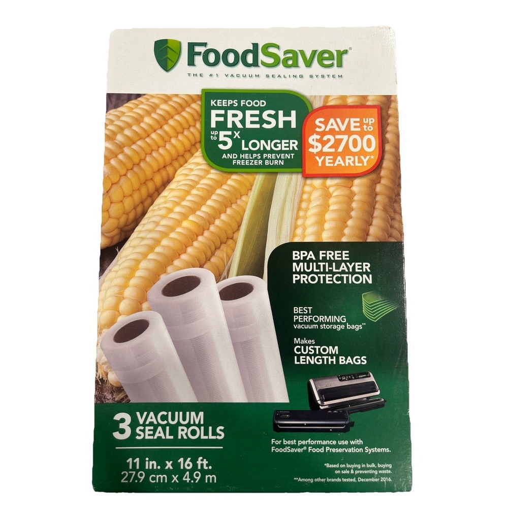 FoodSaver 11in. x 16 ft. Vacuum Seal Roll - 3 Rolls FSFSBF0634-NP NEW